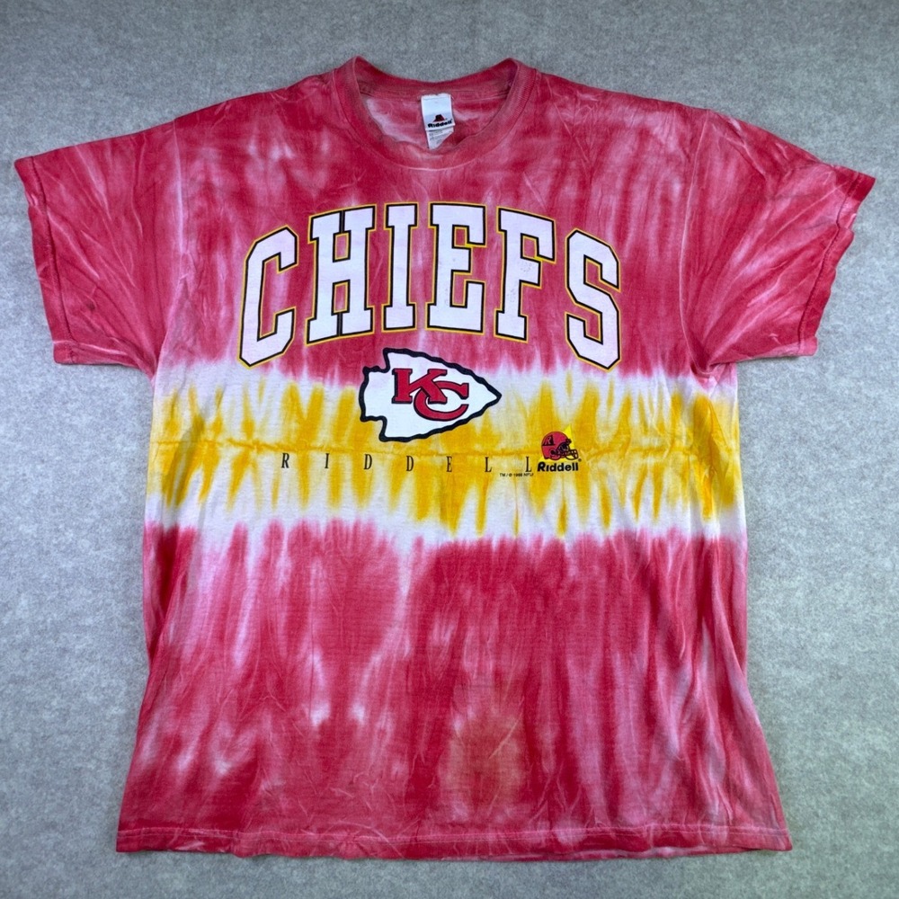 Kansas City Chiefs Tie Dye T Shirt Vintage 1998 NFL‎ Football Riddell Size XL